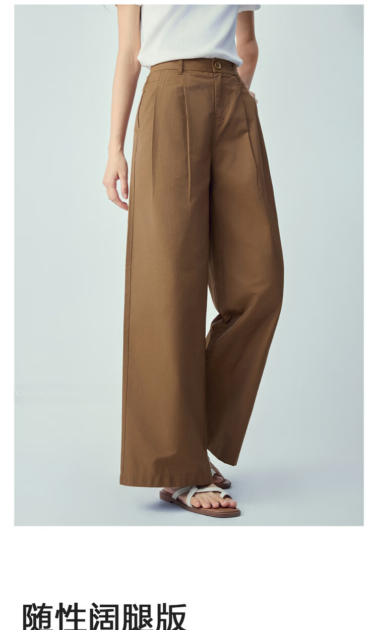 Giordano Women's Pants 2026 Summer Black Technology Cooling Pleated High-Waist Casual Wide-Leg Trousers 05416310 8