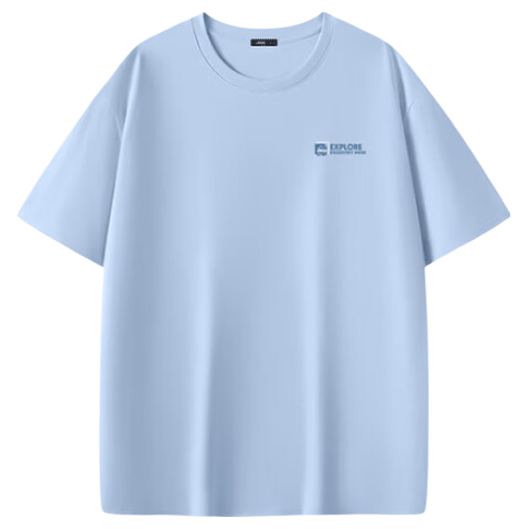 JEEP Men's Pure Cotton Short Sleeve T-Shirt Summer Sports Breathable Casual Loose Fit Plus Size Base Shirt Z Glacier Blue 4XL