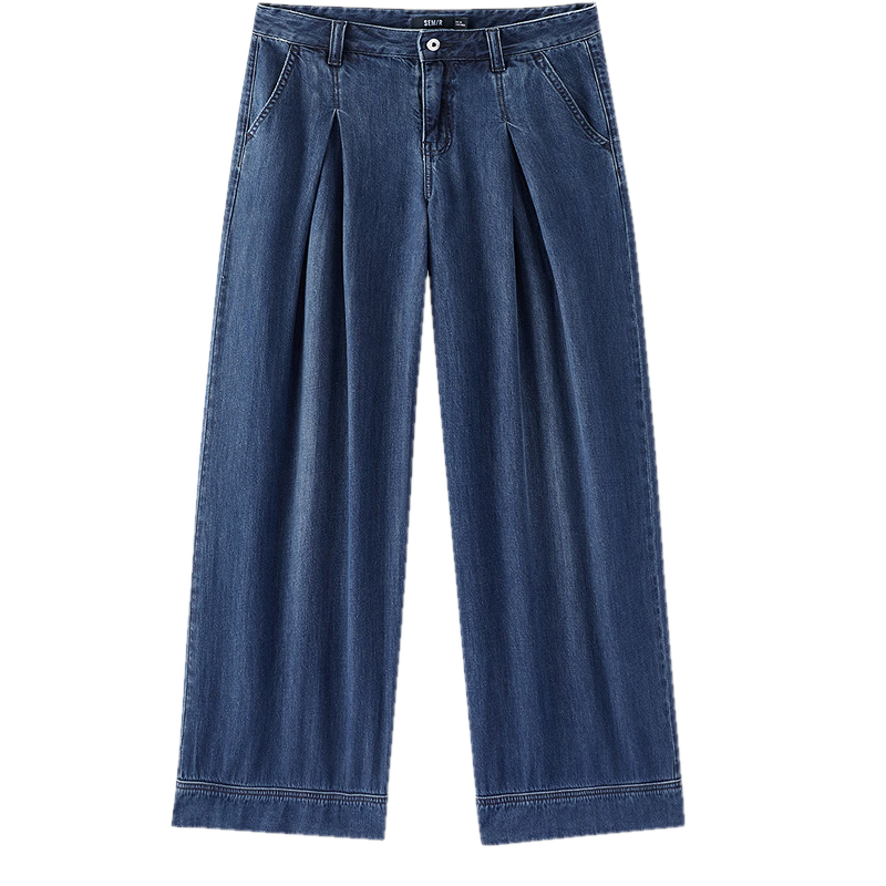 Semir Senrou Women's Summer Denim Linen Cool Antibacterial Long Pants 2026 Leg-Lengthening Wide-Leg Jeans 109326124007