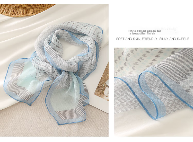 Shanghai Story Women's Summer Printed Silk Scarf 100% Mulberry Silk Neck Scarf Commuter Gift for Girlfriend Valentine's Day 15