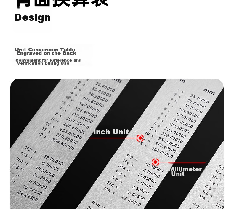 Deli 100cm Stainless Steel Straight Ruler, Measuring And Drawing Scale Ruler with Conversion Chart, Office Supplies, 8460 7