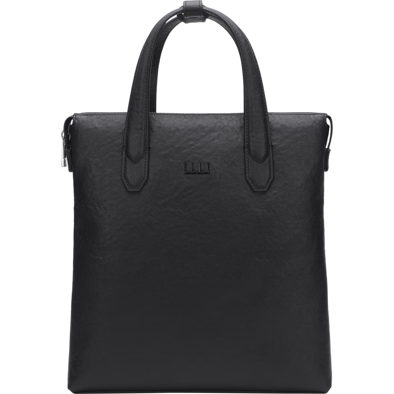 ELLE HOMME Men's Business Briefcase First Layer Cowhide Vertical Shoulder Crossbody Laptop Bag 6820 Black