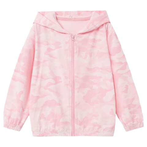 ASK JUNIOR Children's Outerwear, Lightweight Summer Jacket for Girls, Thin Skin Coat with Hood, Air Conditioning Wear, Pink, Size 150