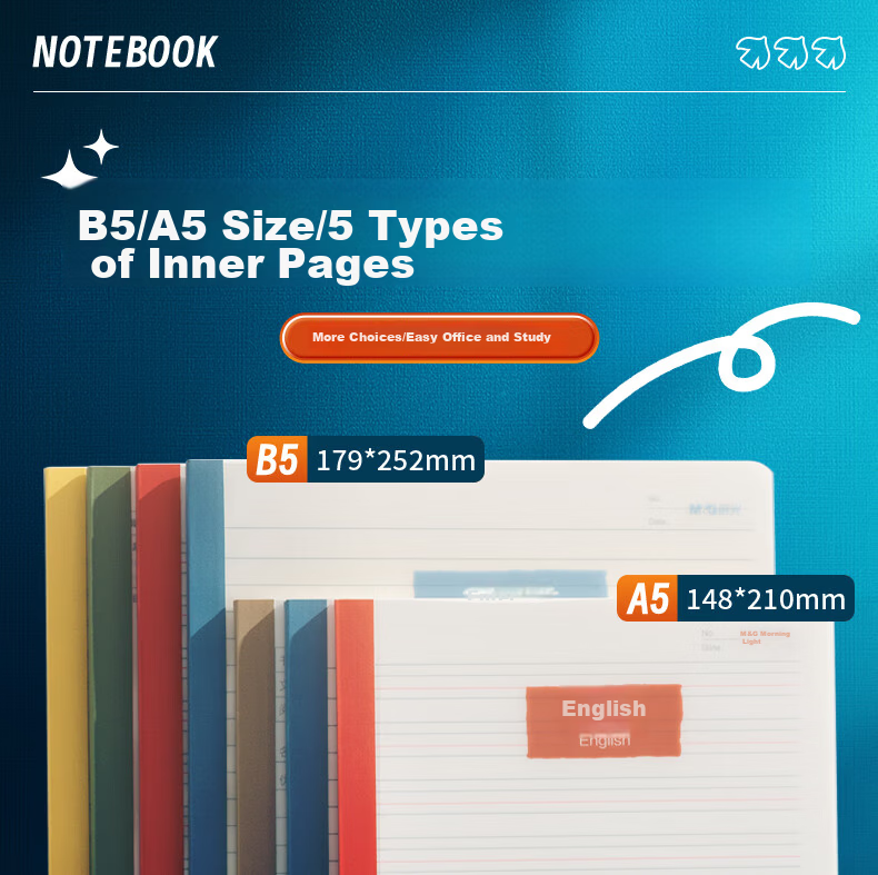 M&G Stationery [Pu Yixing Same Style] B5 English Notebook Junior High Homework Copybook English Mistake Notebook Meeboki 40 Sheets 8 Books WB5100B 4