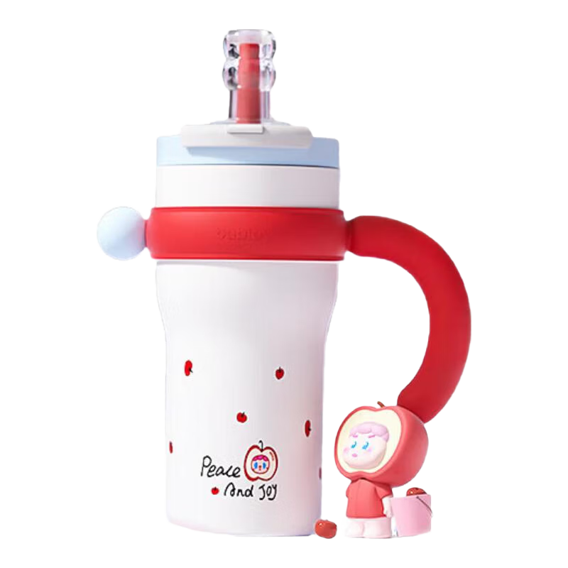 BABLOV Children's Insulated Cup with Straw for Girls, Large Capacity, Stylish Ceramic Cup with Laminated Inner Liner, Gift Ice Cup