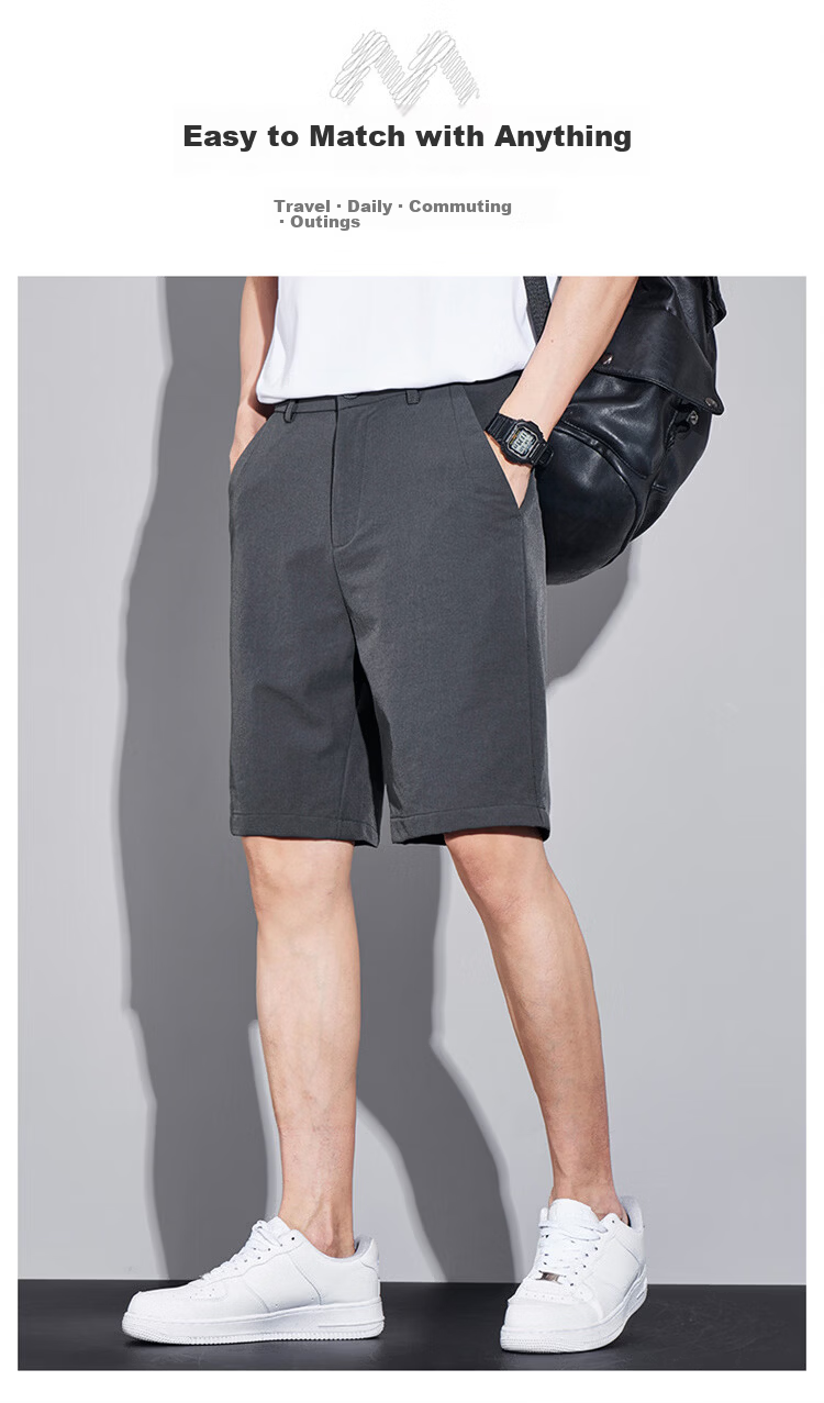 MARK FAIRWHALE Men's Summer Thin Ice Silk Quick-Dry Loose Straight-Leg Casual Shorts Mid-Length Pants 3