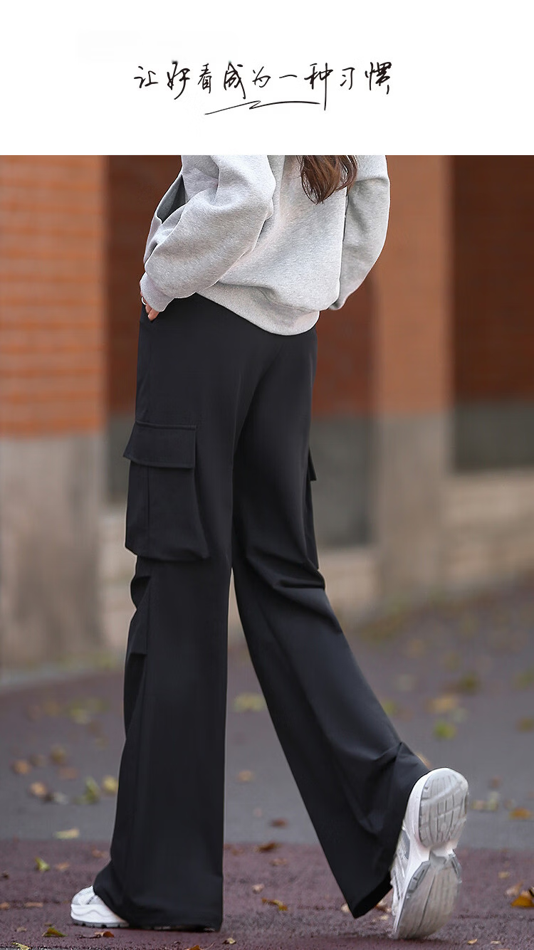 Demana [Sassy Sister Vibe] Spring Korean Style Lightweight Sports Pleated Cargo Pocket Vintage Flared Comfortable Women's Casual Pants 1