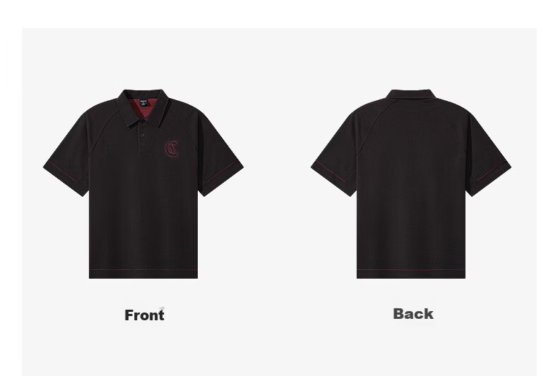 CABBEEN 100% Cotton Two-Tone Polo Shirt Men Low Saturation Vintage Burgundy 2026 Summer Breathable Short Sleeve Polo Shirt 19