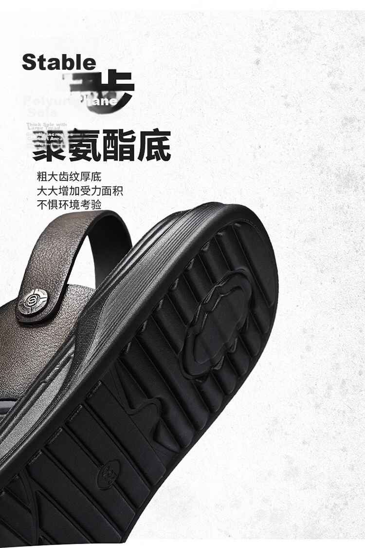 Bull Family Men's Leather Summer Sandals New Soft Sole Beach Shoes Casual Dual-Purpose Slippers Versatile Dad Shoes 14