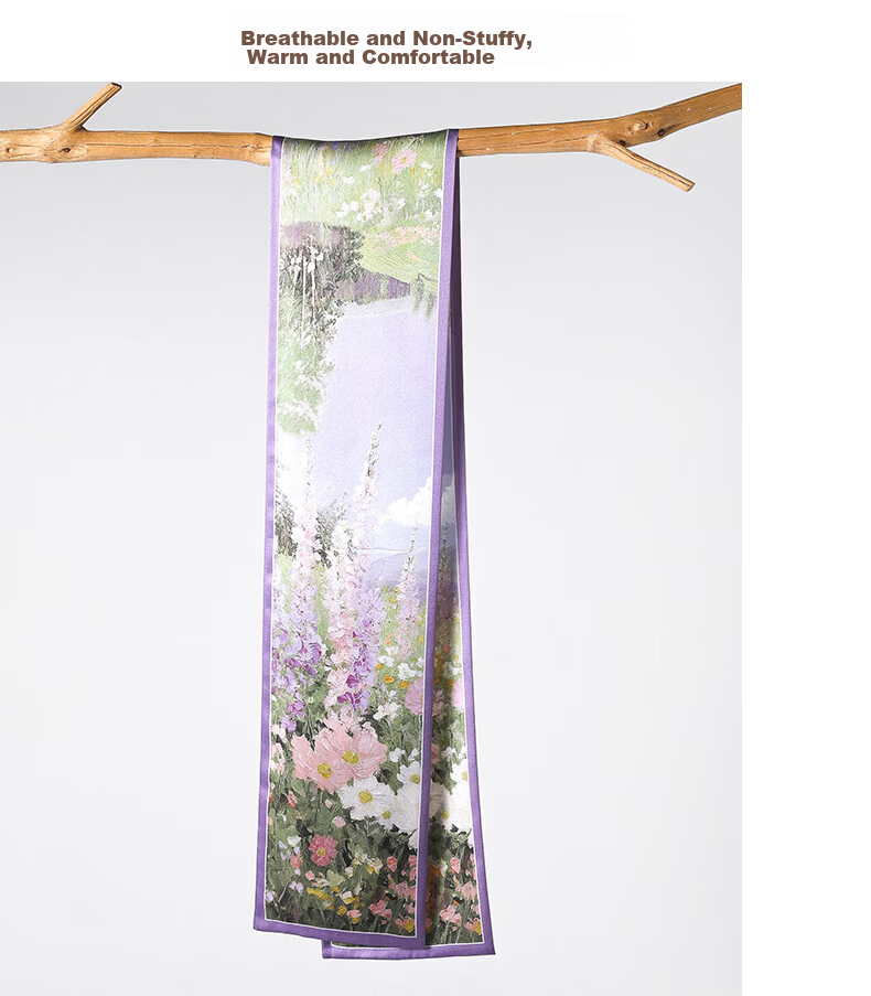 Hangsilu Silk Scarf for Women, Narrow Shawl, Mulberry Silk, Chinese Style, Birthday Gift, Holiday Present for Mom, Best Friend, Elders 17