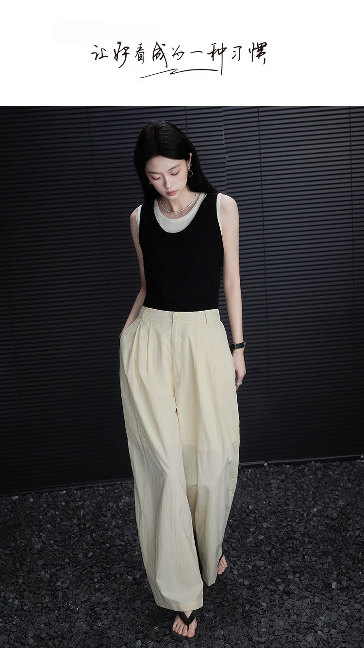 Demana Relaxed Wide-Leg Magic Spring Elastic Waist Pleated Loose Slimming Concealing Casual Pants for Women Premium Feel 1
