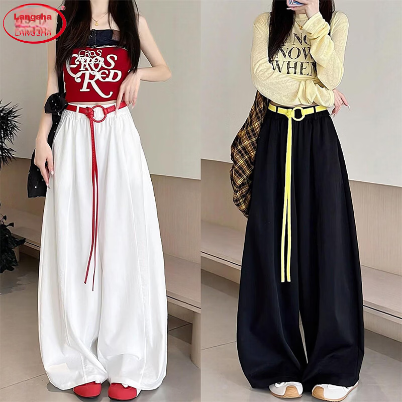 Langsha White Curved Blade Pants Women Summer 2026 New Quick-Dry High-Waist Draped Loose Thin Casual Yamamoto Wide-Leg Pants