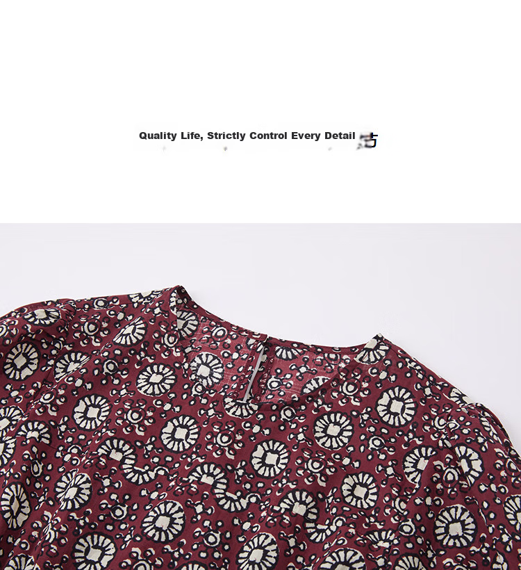 Demana Gentle Pure Cotton Summer Elegant Style Round Neck Printed Tower Pleated Waist Slimming Dress for Women Premium Quality 11