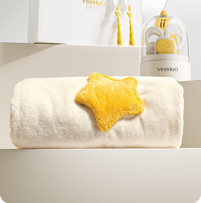 YEEHOO Newborn Baby Coral Fleece Bath Towel Large Size Children's Bath Towel Super Absorbent Soft Baby Gift Set 3