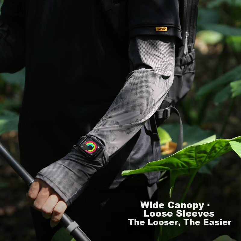 Tactical Bird Wide Canopy Loose Ice Silk Sun Protection Sleeves Summer Cooling Arm Sleeves Unisex Large Size Fishing Cycling Arm Guards