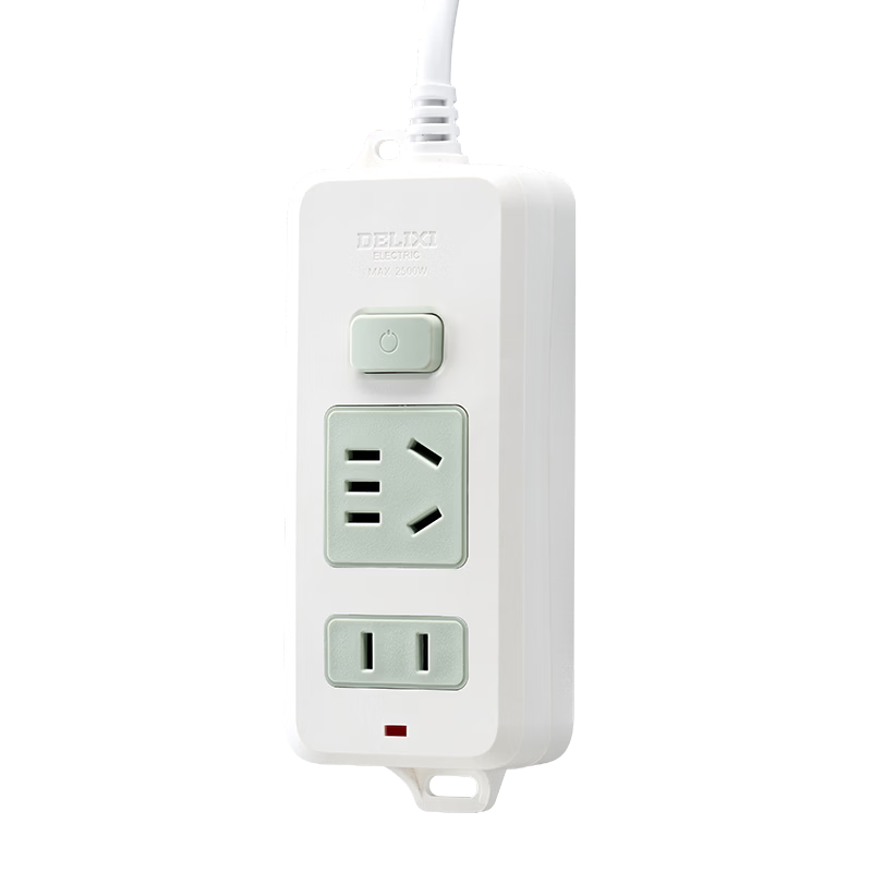 DELIXI New National Standard 3C Certified Classic Color Block Power Strip with 2-Control Switches 0.5m for Home Office Dorm Desktop Extension Socket