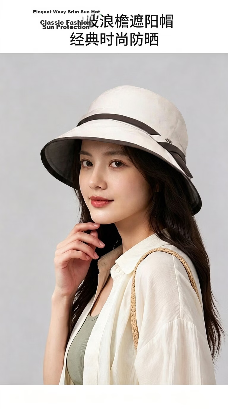 YUYULA Women's Sunscreen Hat Summer 2026 New Fisherman Hat UV Protection Sunshade Hat Large Brim High-Style Hat 3