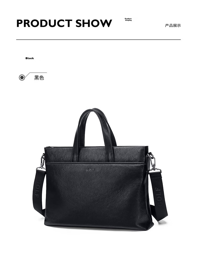 GOLF Business Briefcase Men's Soft Leather 14/16 Inch Laptop Bag Shoulder Crossbody Office Document Bag 17