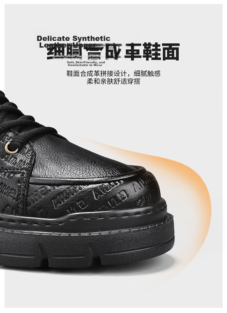 Bull Family Martin Boots Men Autumn Winter New Thick Sole Wear-Resistant Work Boots Trendy Retro Casual Outdoor Hiking Shoes 7