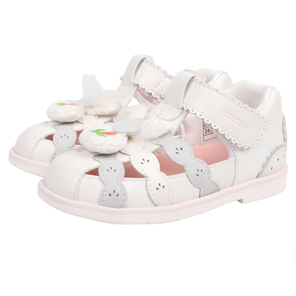 DR·KONG Summer Girls Princess Open-Toe Sandals with Velcro Children's Sandals Beige/Grey Size 28