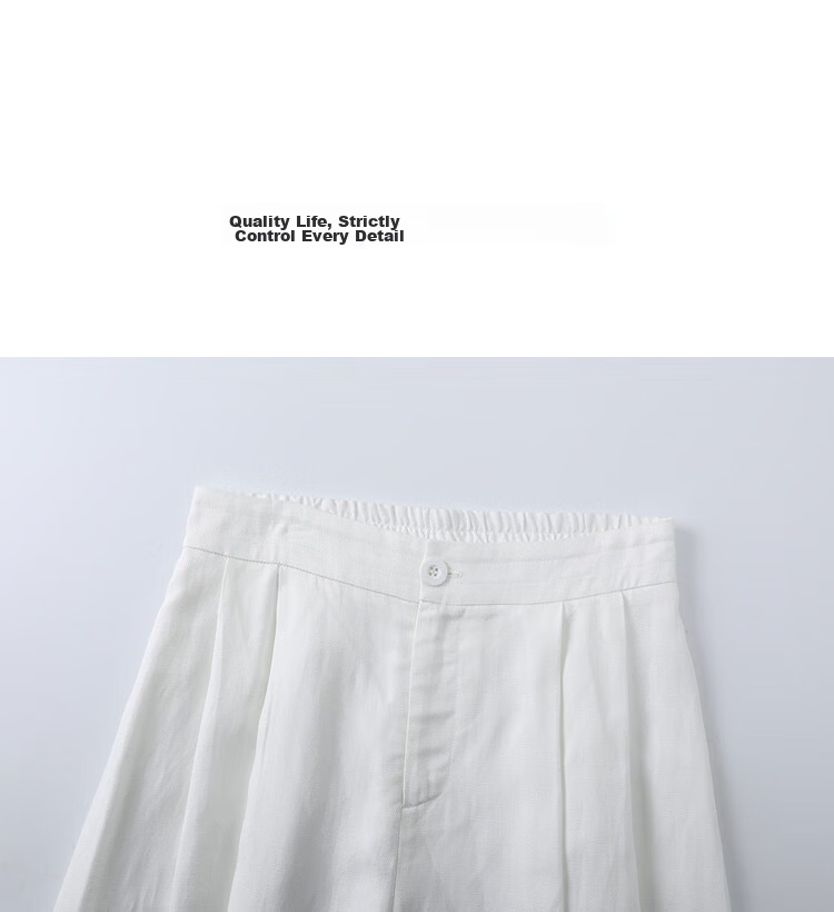 Demana [with Linen Lyocell] Summer Button High-Waist Wide-Leg Folded Slimming Cropped Casual Pants for Women Premium Feel 13