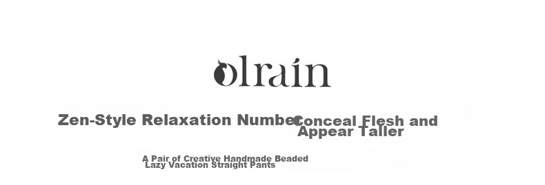 Olrain Eurier Beaded Lazy Vacation Straight-Leg Pants Women's Summer Loose Slim High-Waist Trousers Apricot XL 1
