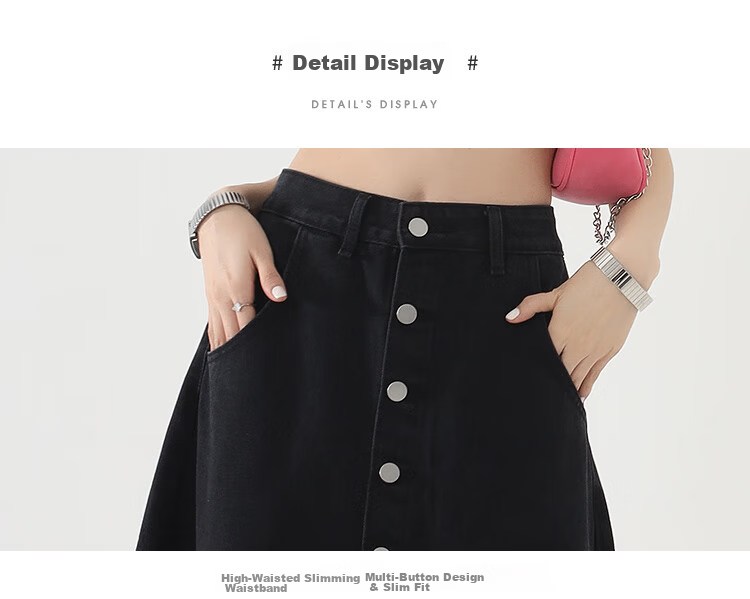 Jeanswest Women's Summer 2026 Vintage Washed Denim High-Waisted Slim A-Line Pencil Skirt Retro Blue M 6