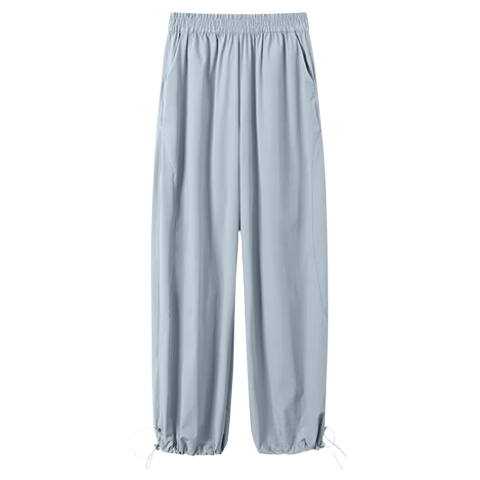 Jeanswest Navy Blue Quick-Dry Cargo Pants for Women, Summer New High-Waisted Slimming Wide-Leg Trousers, Casual Straight-Leg Pants for Petite Figures