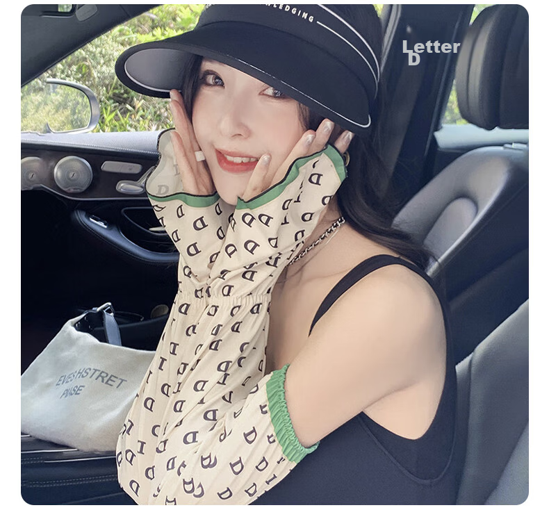 GLO-STORY Women's UV Protection Ice Silk Sun Sleeves Cute Sweet Outdoor Cycling Driving Arm Sleeves 20