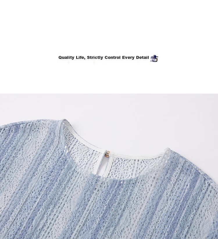 Demana [Cloud Soft Cotton Blend] Spring Lightweight Crew Neck Hollow Lace Printed Loose Fit Petite Women's Shirt 12
