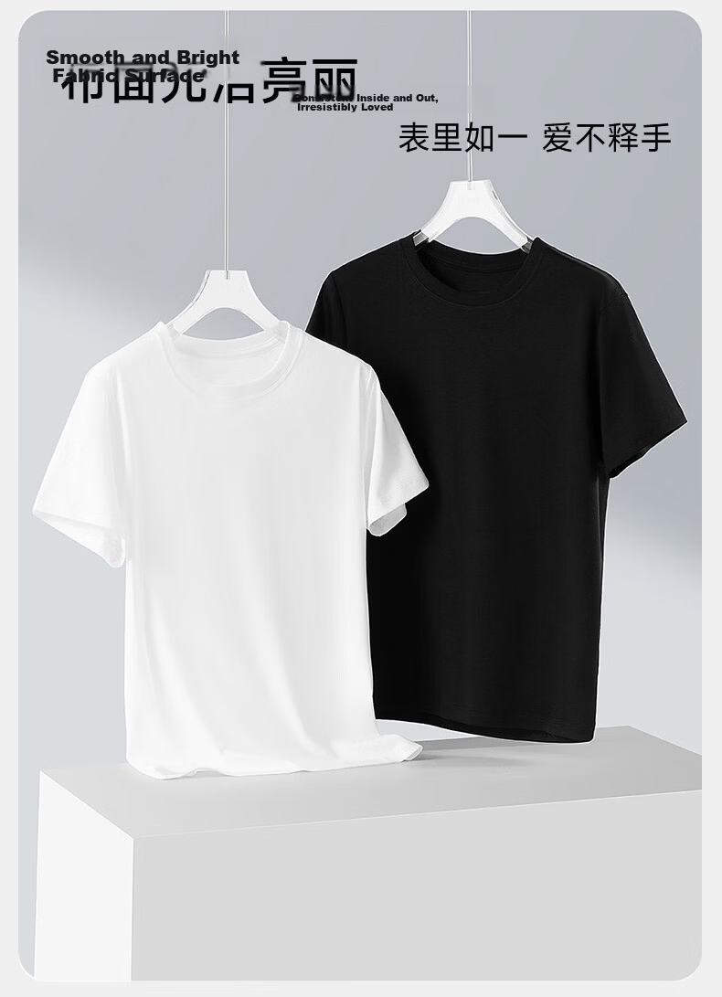 Langsha Women's Short Sleeve High Cotton T-Shirt Summer Slim Fit Casual Solid Color Top 7