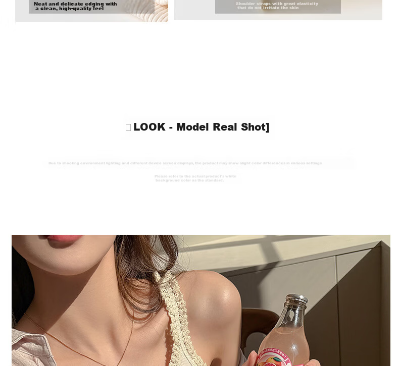 Modal Ribbed Cotton Camisole Tank Top for Women with Wheat Ear Lace Trim Slim Fit Basic Outerwear in Beige 14