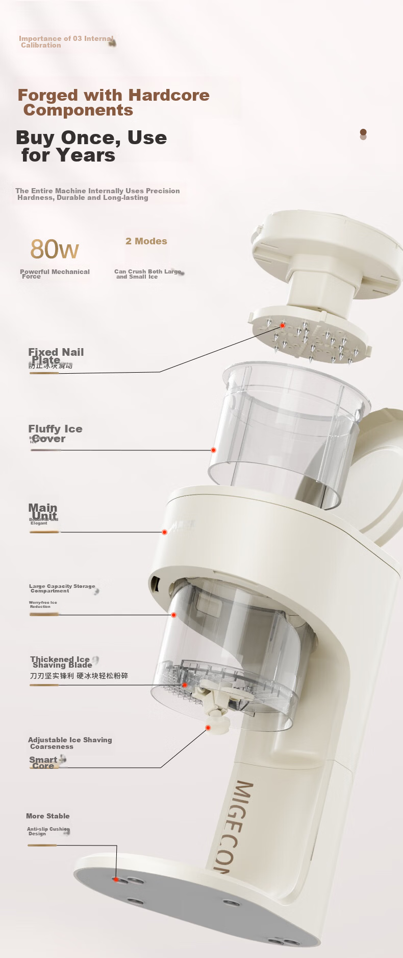 Meizhikou Ice Shaver, Home And Street Vending Automatic Snow Cone Machine, Multifunctional Electric Ice Crusher, Adjustable Coarse And Fine Settings, Soft Serve Machine 11