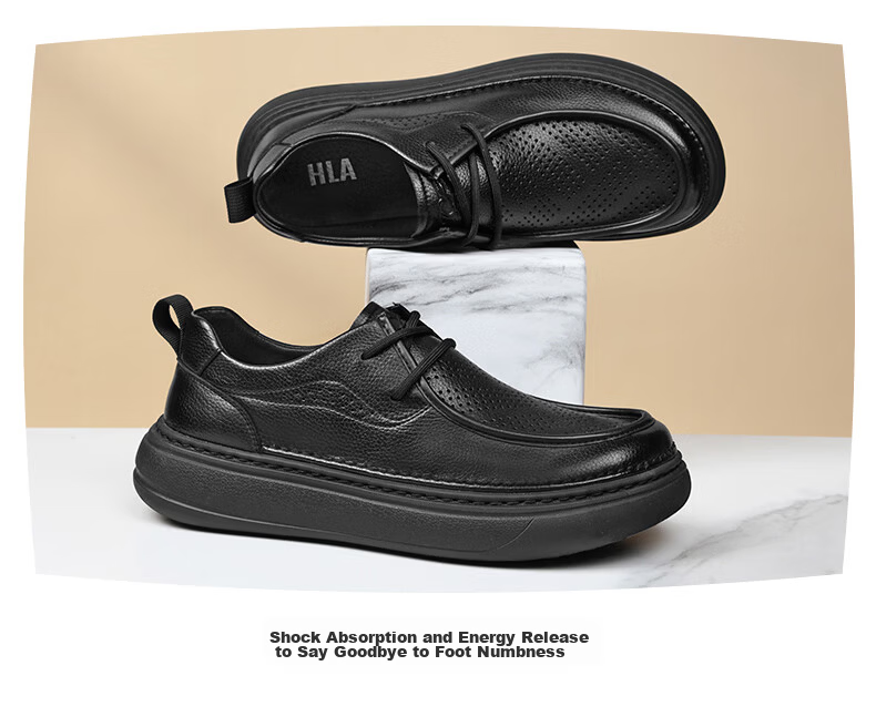 HLA Men's Soft Sole Lightweight Lace-up Casual Shoes HAAPXM1FAD020 Black Size 38 11