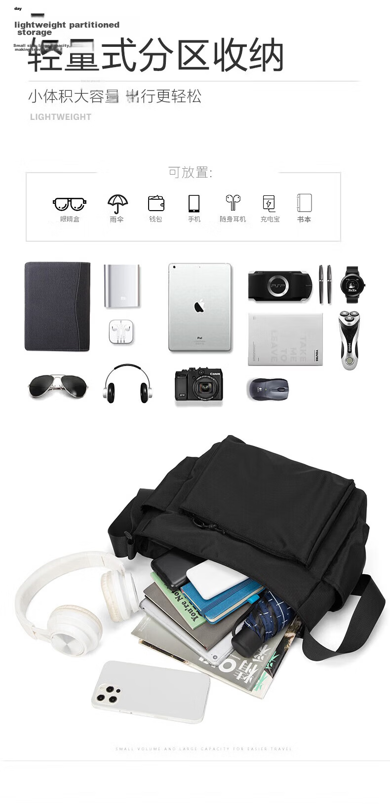JEEP Lightweight Crossbody Bag Unisex Commuter Casual Shoulder Bag for Phone iPad Outdoor Sports Cycling Small Large Capacity Bag 5