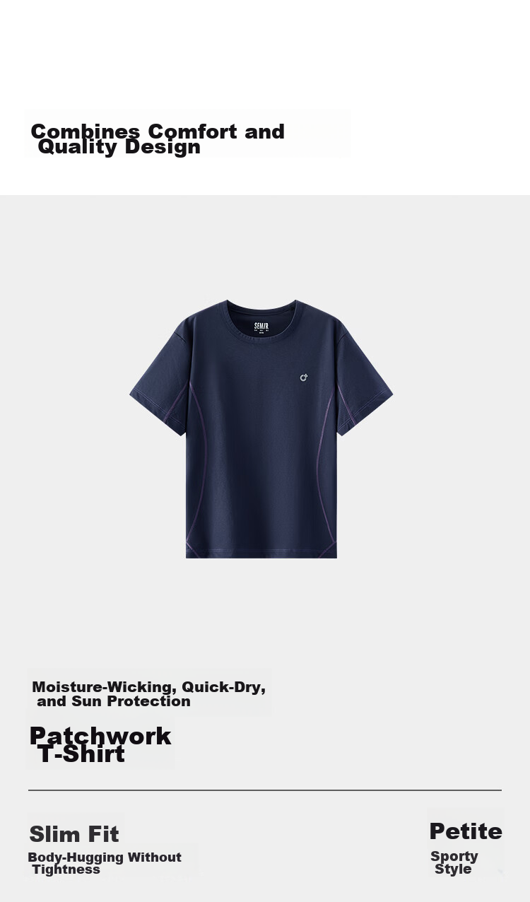 Semir Women's Short Sleeve T-Shirt Summer Moisture-Wicking Quick-Dry Sun Protection Stitching Contrast Thread 2026 Petite Sports Style 109326100045 8