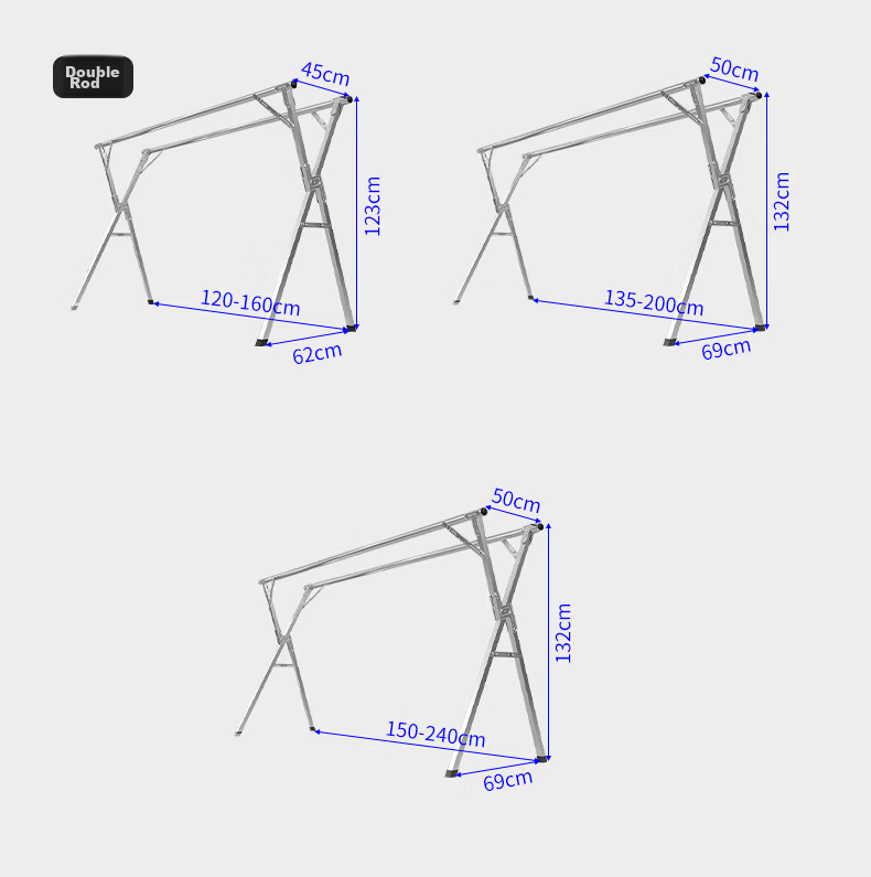 40,000km Folding Clothes Drying Rack Floor-Standing Telescopic Rod Indoor Outdoor Balcony Carbon Steel Quilt Drying Tool 12