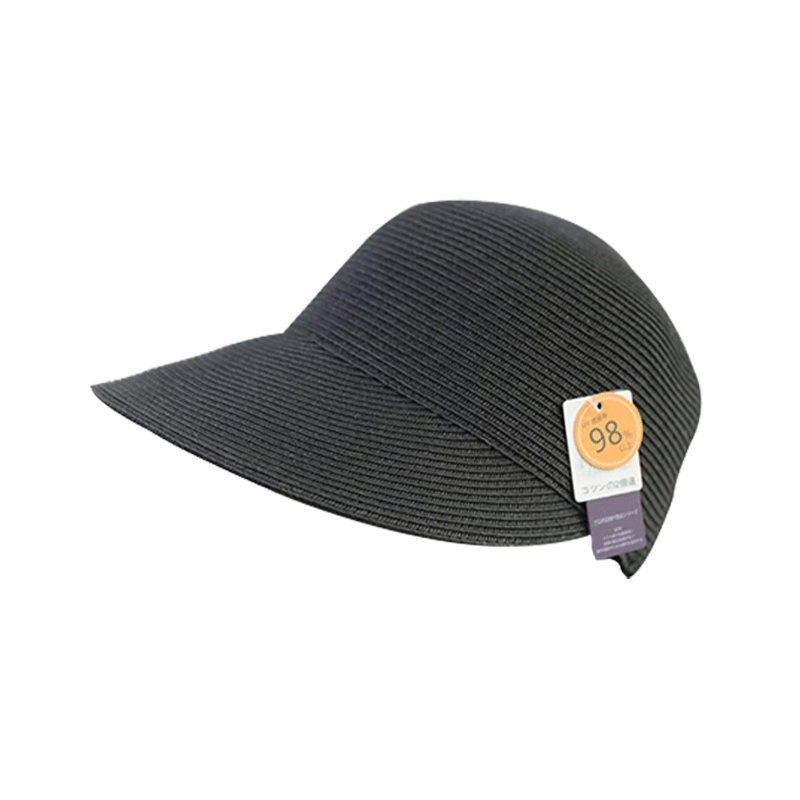 Lagur Casual Straw Baseball Cap Sunshade Wide Brim Roll-up Visor Korean Style Women's Summer Thin Black