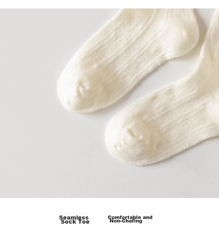 Yuzhaolin 3 Pairs Girls' Long Tube Socks Summer Thin Children's Socks Bowknot Princess Calf Socks Mid-Tube Ruffled Socks for Girls 19