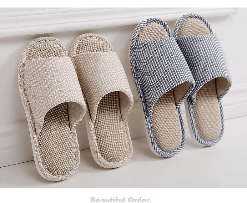 XGGC Japanese Style Linen Slippers for Men Summer Home Cotton Linen Floor Couple Indoor Non-Slip Soft Sole Beige Size 42-43 12