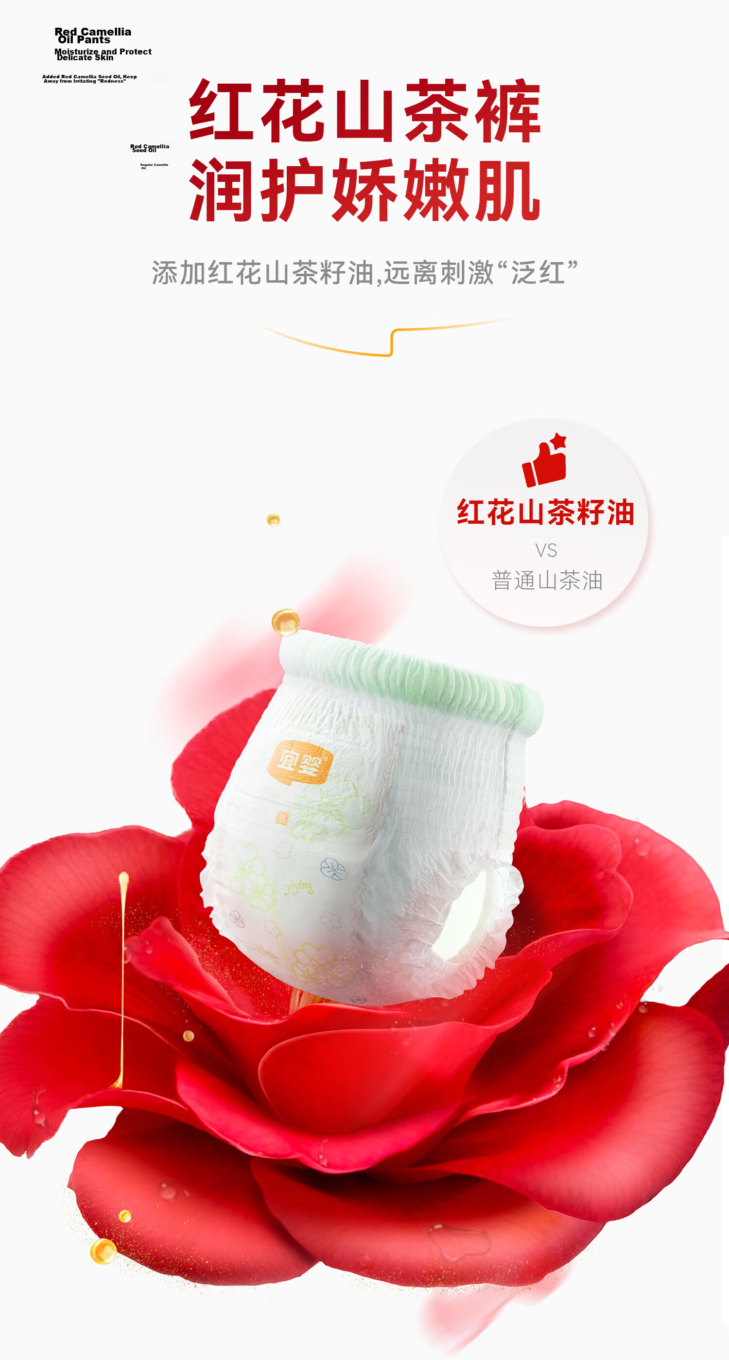 Yiying Red Camellia XXXL 50+2 Breathable Lightweight Unisex Training Pants Diapers 2