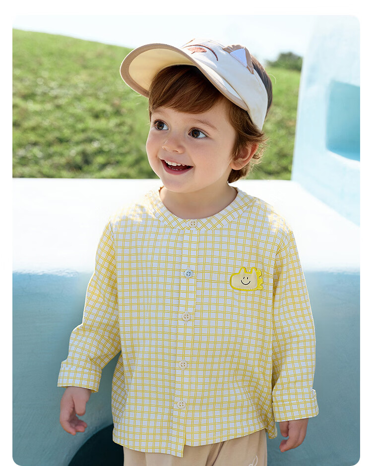 Balabala Kids Baby Long Sleeve Shirt Infant Shirt Boys Girls 2026 New Summer Thin Plaid Stylish Shirt 24