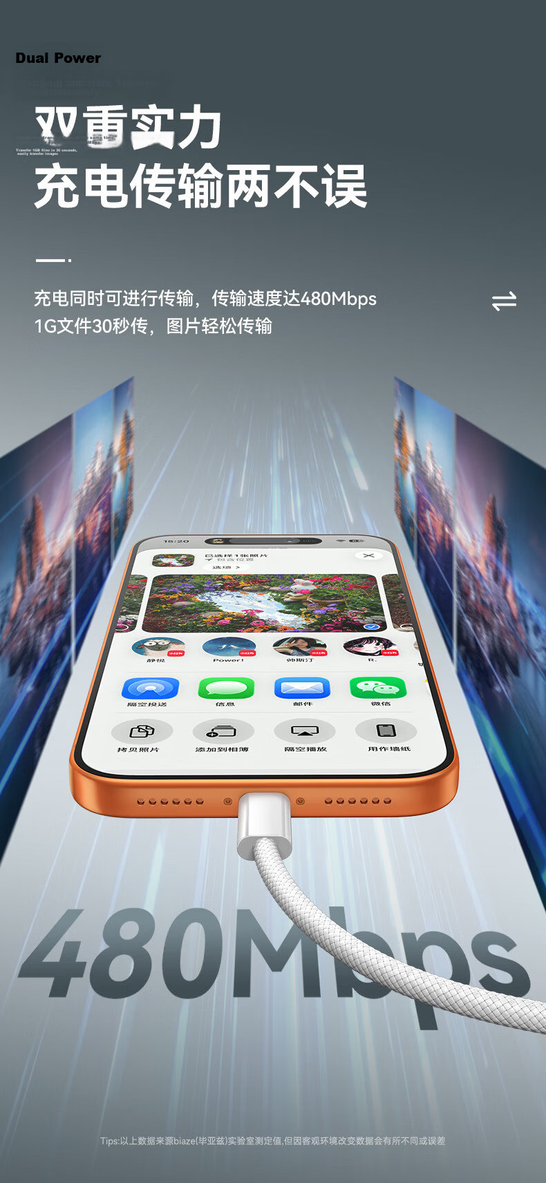 BIAZE Apple 17/16/15 Type-C Charging Cable USB-C Carplay 3A Fast Charging Cable for iPhone 16/15 Xiaomi Huawei Honor Phones 0.25m 7