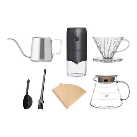 CLITON Electric Coffee Grinder, Hand-Cranked Coffee Bean Grinder, Pour-Over Coffee Maker with Filter Cup Set