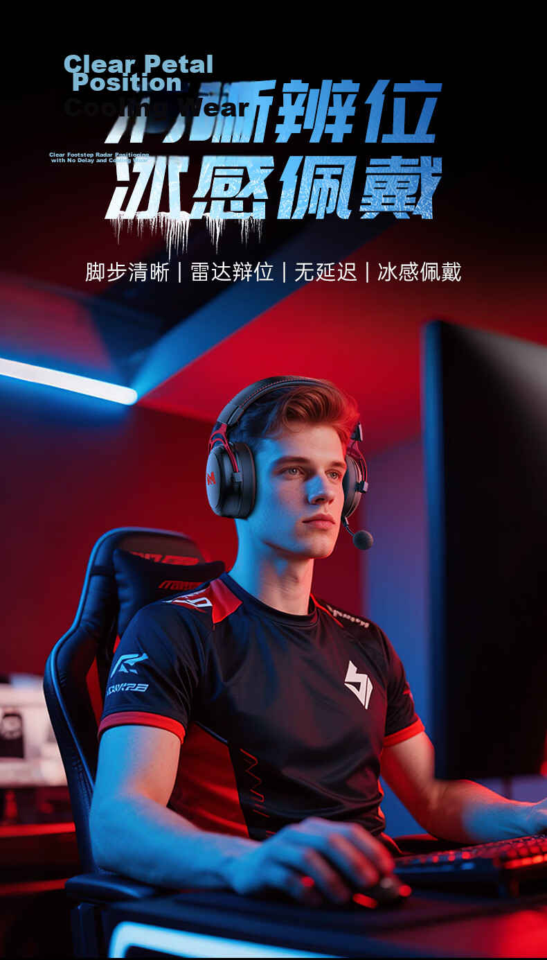 MICROKIA Delta Champion Recommended | Professional Gaming Headset Bluetooth Wireless 2.4G Four-Mode FPS Sound Positioning for PUBG CSGO Laptop 13