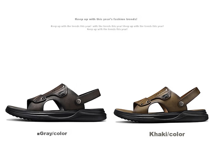 Bull Family Men's Leather Summer Sandals New Soft Sole Beach Shoes Casual Dual-Purpose Slippers Versatile Dad Shoes 7