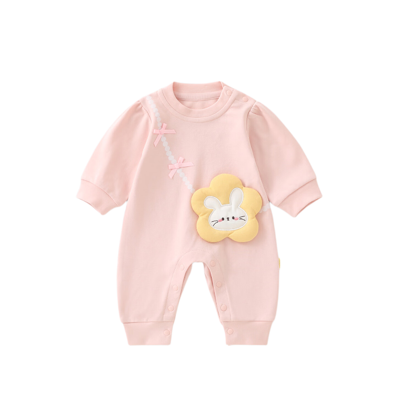 DUUDUU Baby Girl Romper Newborn Cute Long Sleeve Jumpsuit Spring Autumn Outing Pink 90cm