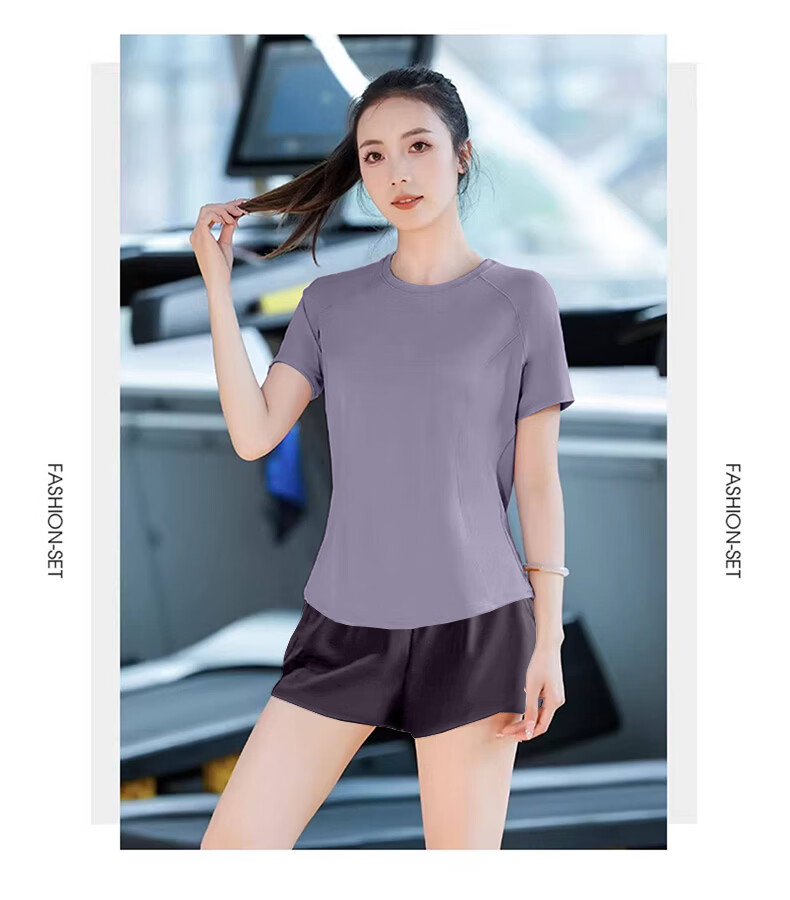 VICTORIATOURIST Women's Sports Set for Outdoor Morning Runs, Fitness Wear, Indoor Short-Sleeve Yoga Outfit, Gym And Hiking Running Clothes 9