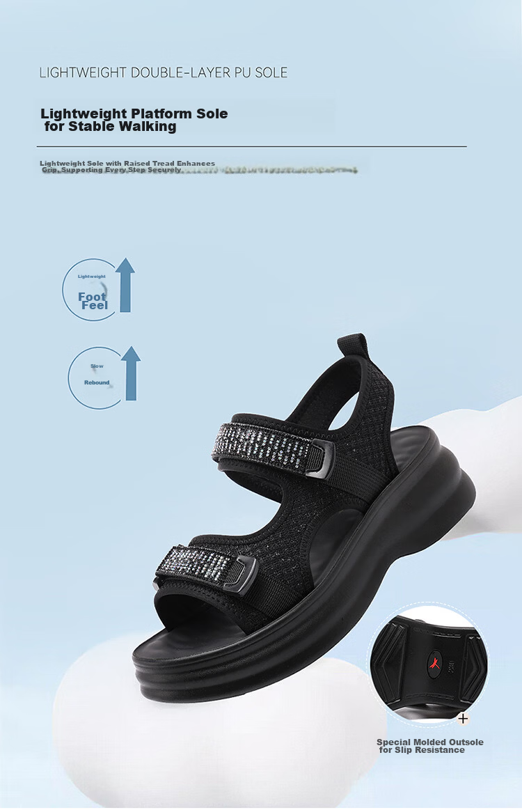 Red Dragonfly Women's Thick Sole Height Increasing Slimming Beach Outdoor Casual Commuting Lightweight Sandals WTK264781 Black Size 35 5
