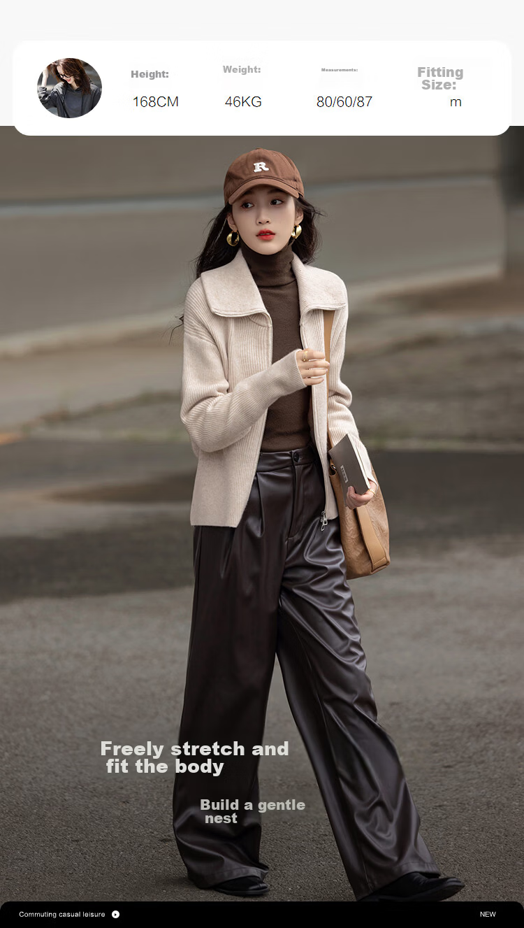 Demana Soft Research Institute Spring Dopamine Zip-up Collar Cardigan Slimming Yarn Knitwear Women's Top 8